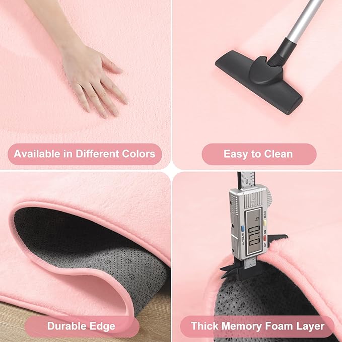 Amearea Modern Washable Runner Rugs, 2x4 Feet Pink Bedroom Runner Rug, Small - Image 5