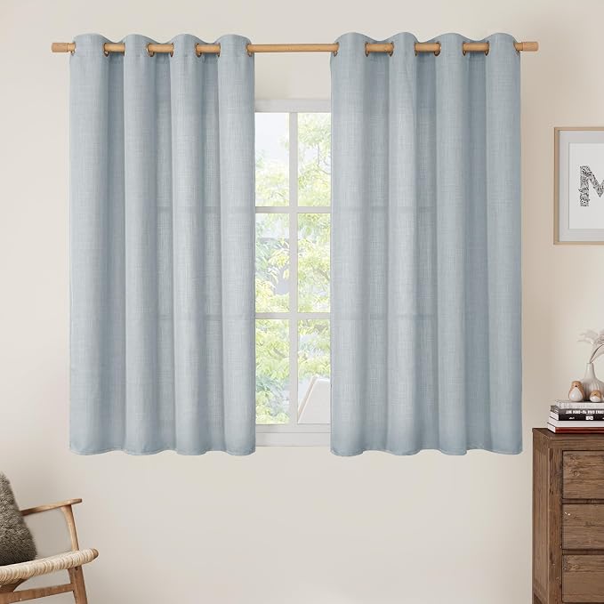 LAMIT Faux Linen Curtains for Bedroom, Light Filtering Panels, Grommet Privacy by LAMIT