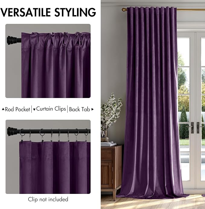 MIULEE Purple Velvet Curtains 90 inches - Image 2