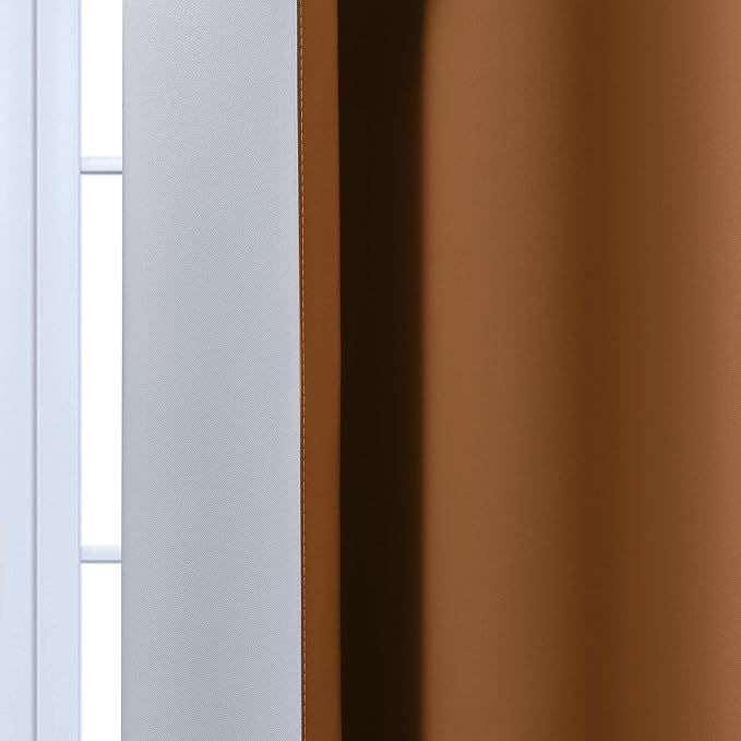 Yakamok Greyish White and Burnt Orange Ombre Curtains, Light Blocking Curtains - Image 5