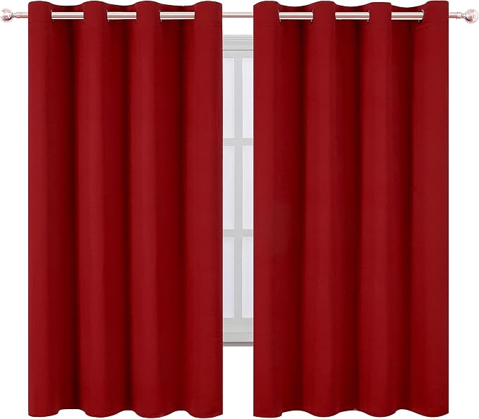 LEMOMO Red Blackout Curtains/52 x 63 Inch/Set of 2 Panels Room Darkening - Image 2