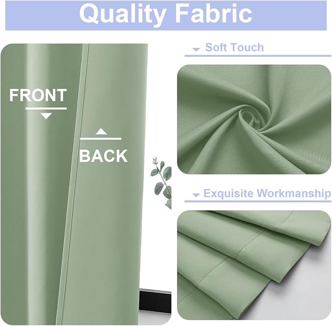 Simplebrand Ava Light Green Short Blackout Curtains - Image 3