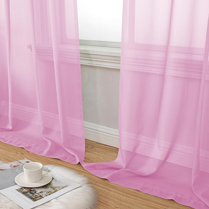 Aiyufeng Pink Sheer Curtain Window Drapes - Image 6