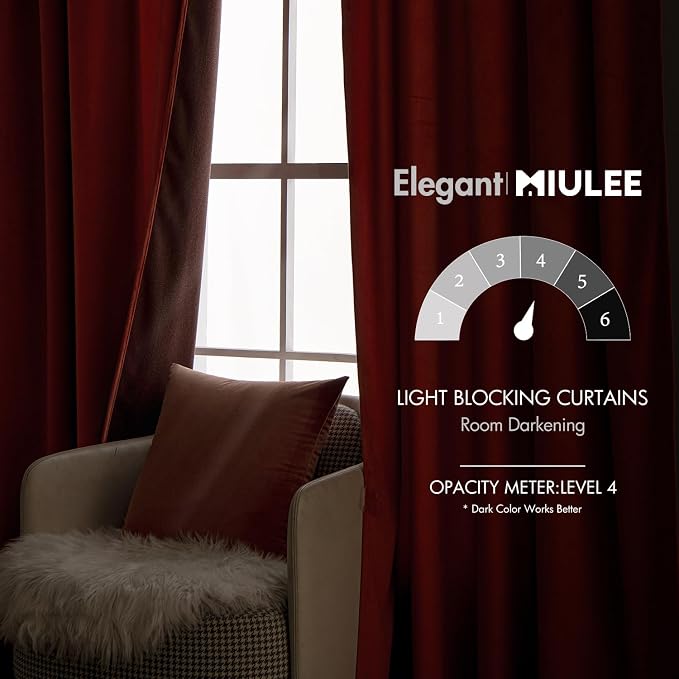 MIULEE Velvet Curtains 84 inches 2 Panels - Image 5