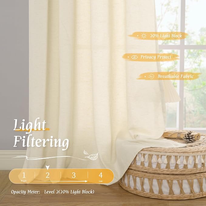 LAMIT Linen Curtains 72 inches Long - Image 4
