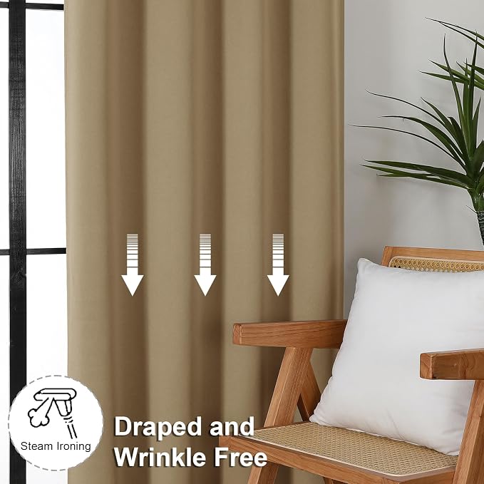 Simplebrand Ava Taupe Short Blackout Curtains - Image 7