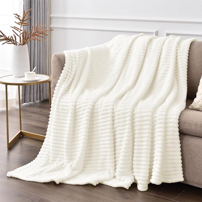 BEDELITE Fleece Blanket Twin Size – 3D Ribbed Jacquard Soft and Warm Decorative - Image 4