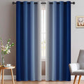 Yakamok Greyish White and Royal Blue Ombre Curtains, Light Blocking Curtains by Yakamok