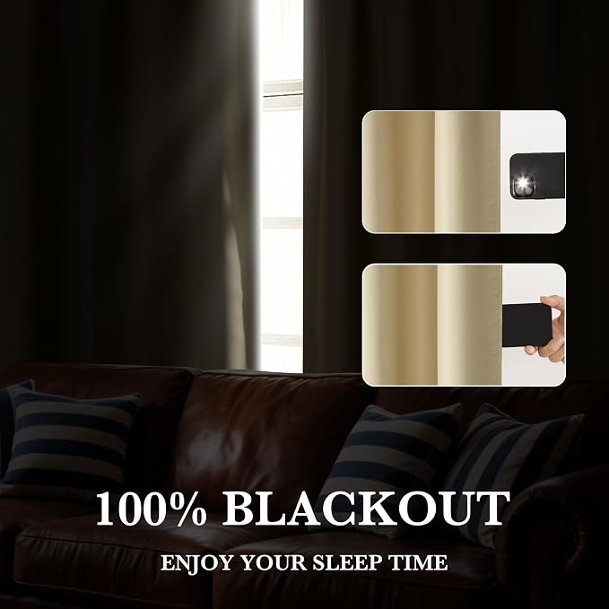 RYB HOME 100% Blackout Basement Curtains 30 inches Long, Heat & UV Blocking - Image 5
