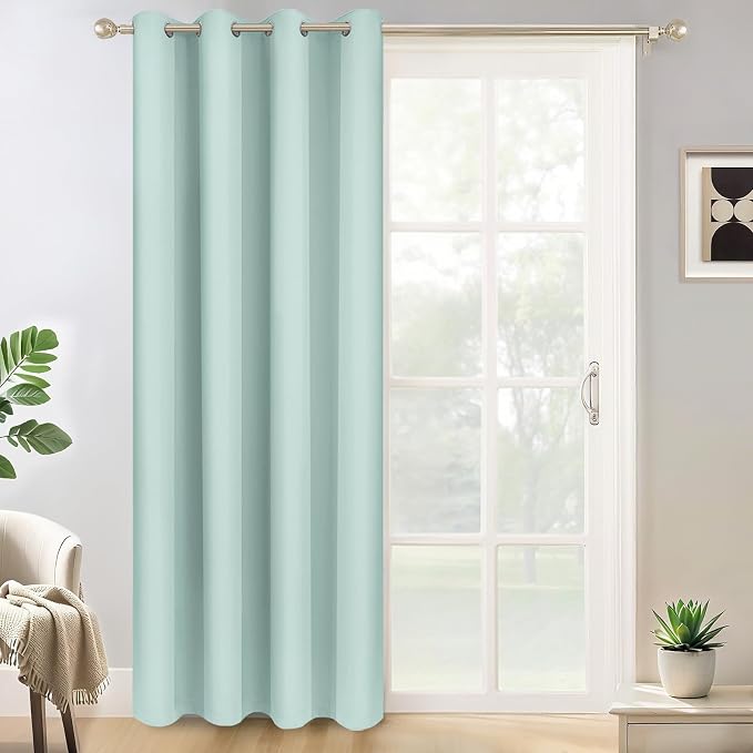 Yakamok Wide Thermal Blackout Patio Door Curtain Panel, Aqua Grommet Sliding by Yakamok