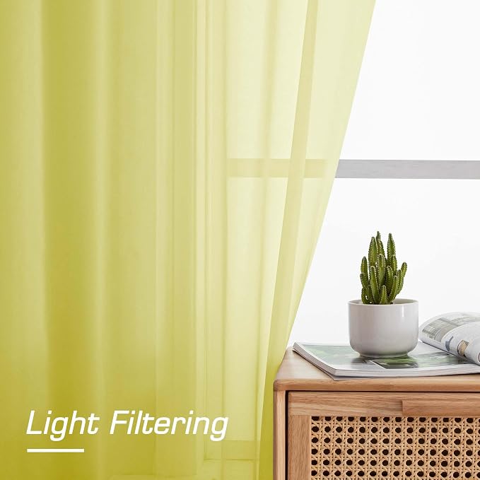 OWENIE Lemon Sheer Curtains for Bedroom Living Room 90 Inches Long, Elegant - Image 4
