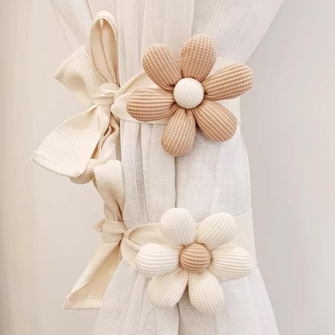 SRG 4PCS Curtain Tiebacks | Boho Flower Curtain Holdbacks | Simple Elegant - Image 7
