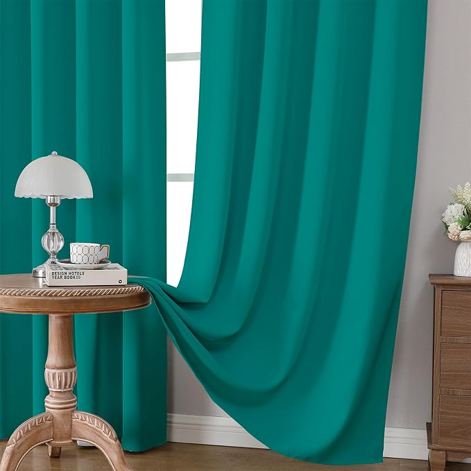 CUCRAF Turquoise Blackout Curtains Customize, Rod Pocket Room Darkening Curtain - Image 5