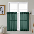 Gwine Hunter Green Sheer Kitchen Curtains 36 Inch Length, Light Filtering Voile by Gwine