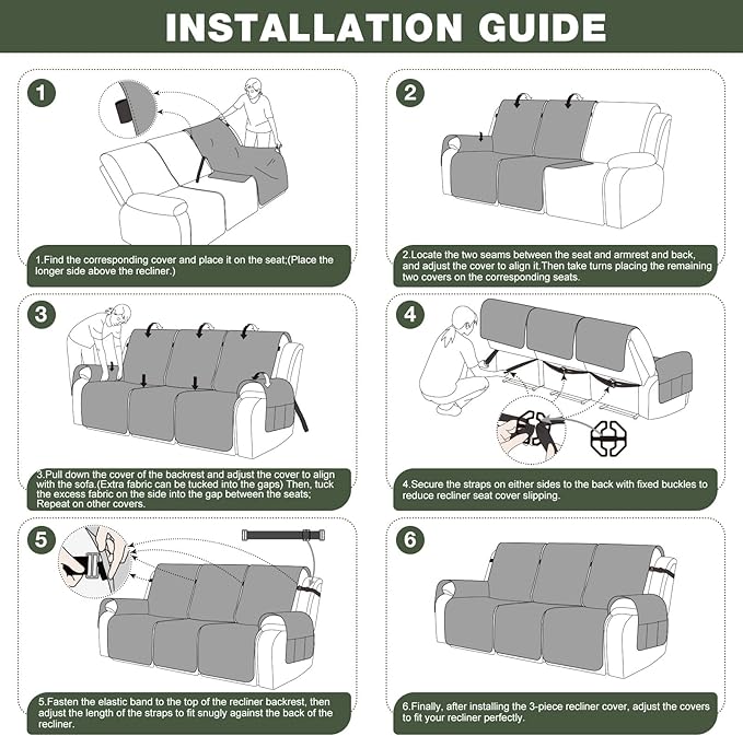 TAOCOCO 100% Waterproof Recliner Sofa Cover, Non Slip Split Couch Covers - Image 7