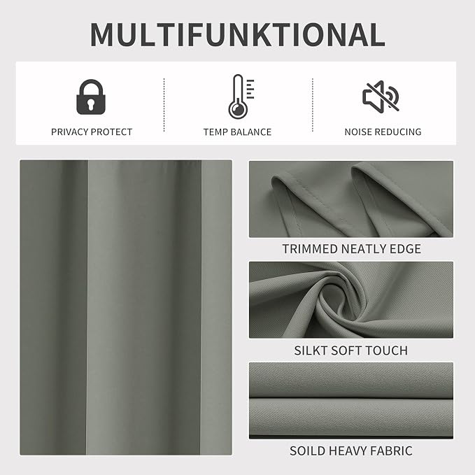 Joydeco Blackout Curtains 72 Inch Length 2 Panels Set, Thermal Insulated Long - Image 3