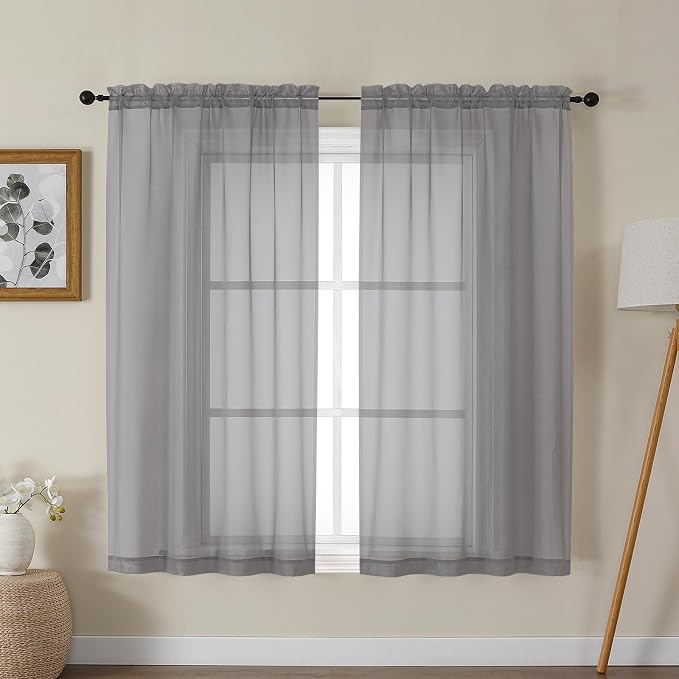 Gwine Charcoal Grey Sheer Curtains by Gwine