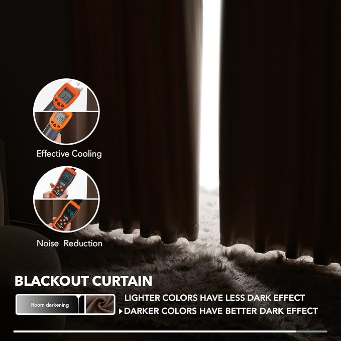 Deconovo Blackout Curtains, Thermal Insulated, W52 x L54 2 Panels, Back Tab - Image 5