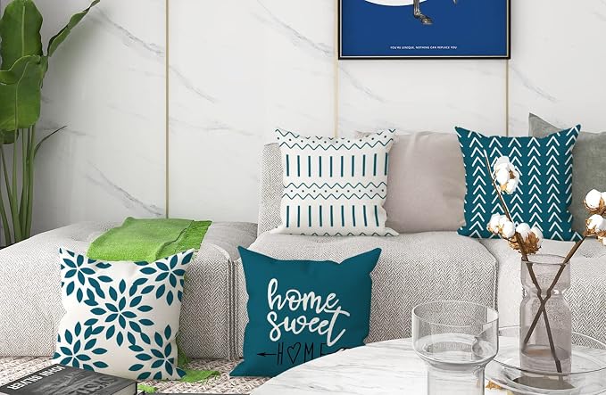 YCOLL Pillow Covers 18x18 Set of 4, Modern Sofa Throw Pillow Cover, Decorative - Image 6