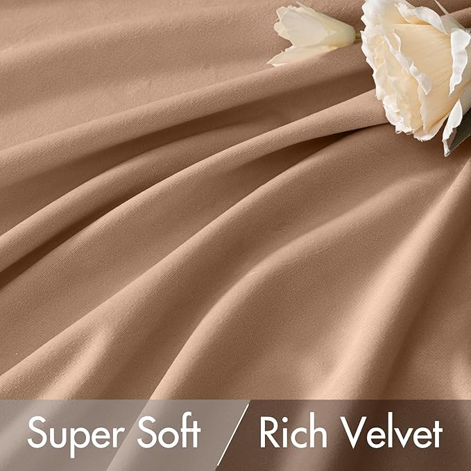 MIULEE Blush Beige Velvet Curtains 84 inches - Image 4