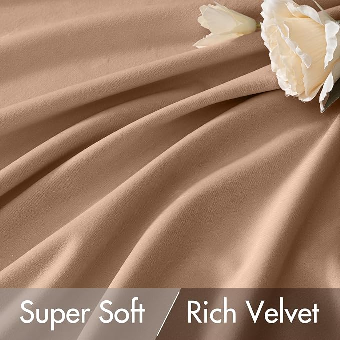 MIULEE Blush Beige Velvet Curtains 96 inches - Image 4