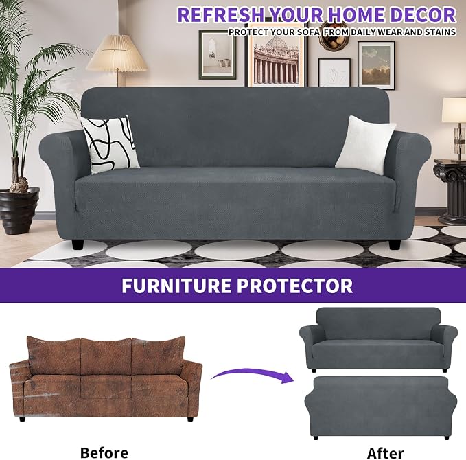 ZNSAYOTX Oversized Super Stretch Couch Cover, New Striped Sofa Covers - Image 2
