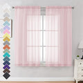 OVZME Blush Pink Sheer Curtains 63 Inches Long 2 Panels by OVZME