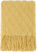 BOURINA Mustard Throw Blanket 60x80 Inches Throw Textured Solid Soft Sofa Throw by BOURINA
