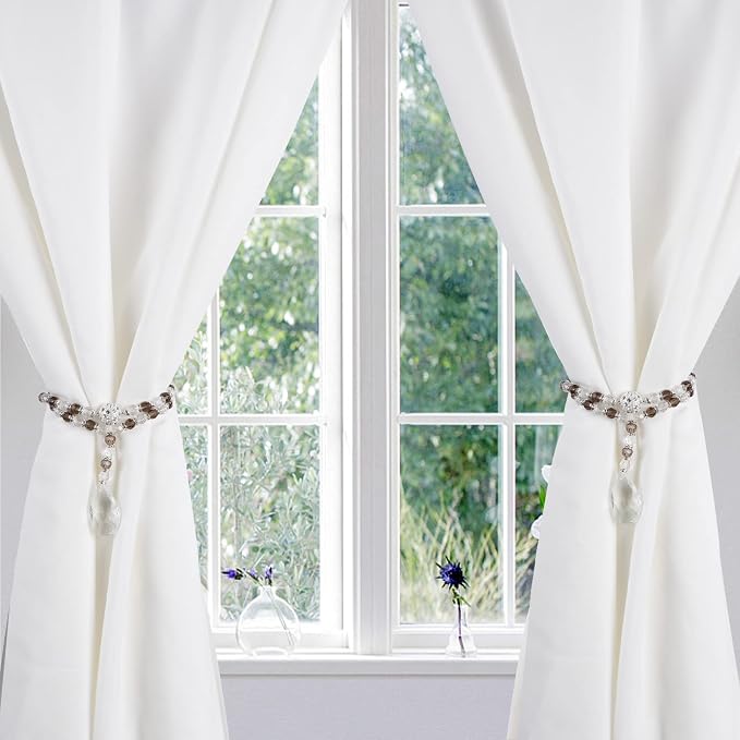SUQ I OME 1 Pair of Luxury Crystal Beaded Magnetic Curtain Tieback and Holdback - Image 4