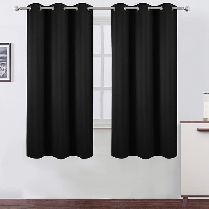 LEMOMO Blackout Curtains 42 x 63 inch/Black Curtains Set of 2 Panels/Thermal by Lemomo