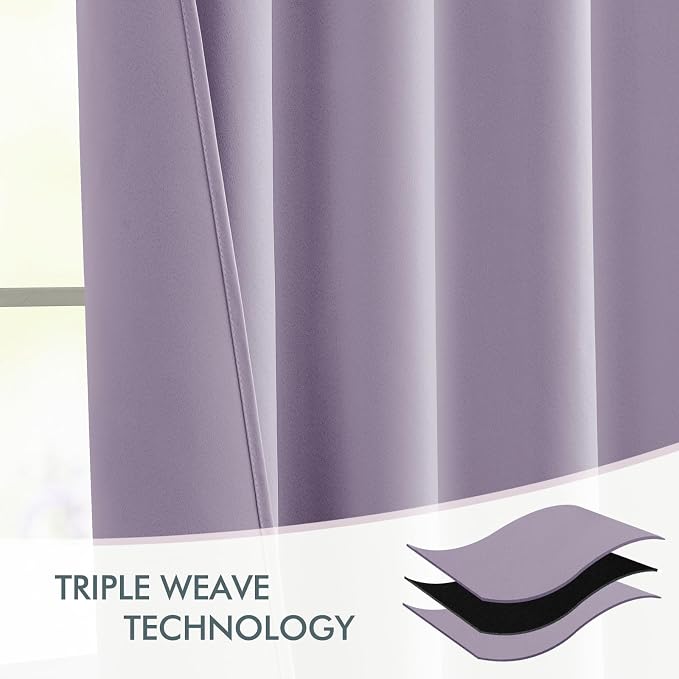 MIULEE Lilac Back Tab Blackout Curtains 72 Inches Long 2 Panels Set - Image 7