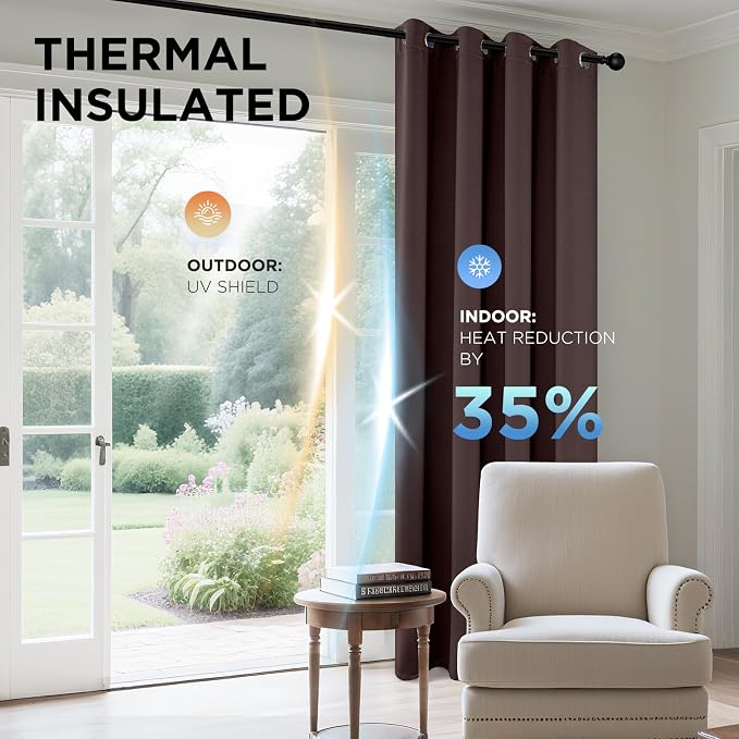 Joydeco Blackout Curtains 54 Inch Length, Thermal Insulated Long Curtains& - Image 4