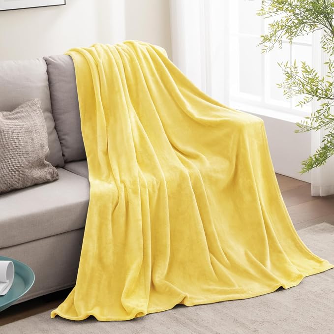 BEDELITE Fleece Blanket Twin Size Light Yellow Throw Blankets - Image 5