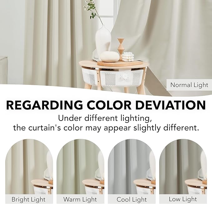 Deconovo Blackout Curtains, Thermal Insulated, W52 x L72 2 Panels, Back Tab - Image 4