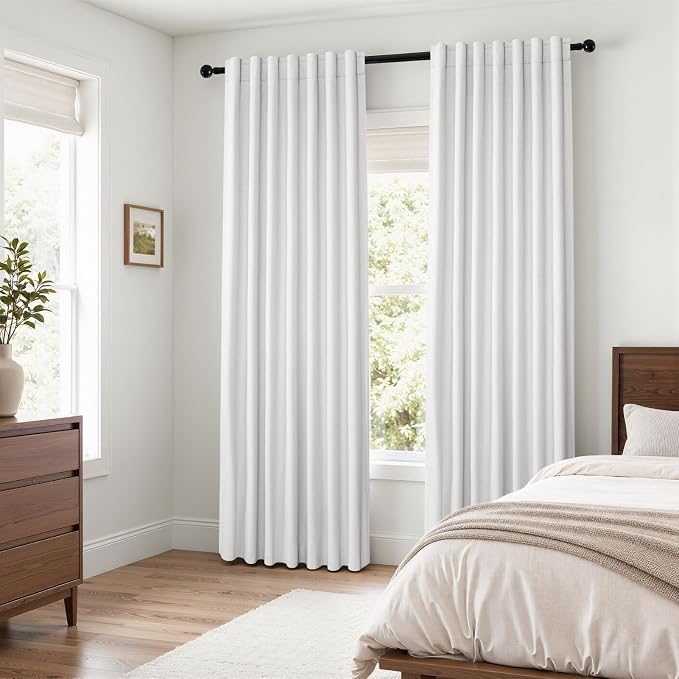 Topfinel Snow White Blackout Linen Curtains 102 Inches Long - Image 7