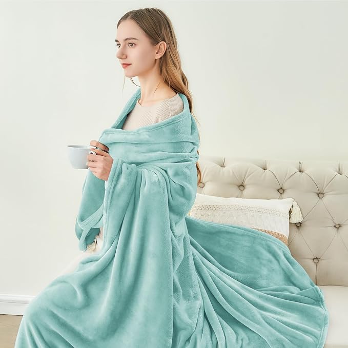 BEDELITE Fleece Blanket Twin Size Haze Blue Throw Blankets - Image 4