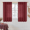 Burgundy Red Linen Curtains 45 Inch Length by LAMIT