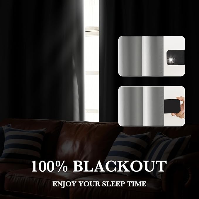 RYB HOME Bedroom Blackout Curtains 80 inches Long, 100% Blackout Thermal - Image 4