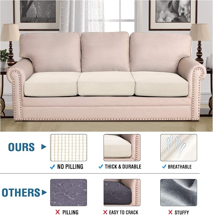 H.VERSAILTEX Super Stretch Individual Seat Sofa Covers Couch Slipcover Sets - Image 2