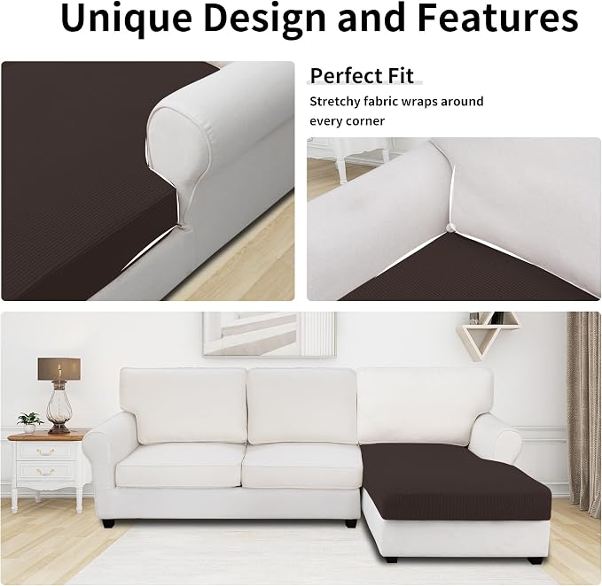 Easy-Going Stretch Sectional Couch Covers 1 Piece Chaise Lounge Slipcover L - Image 3