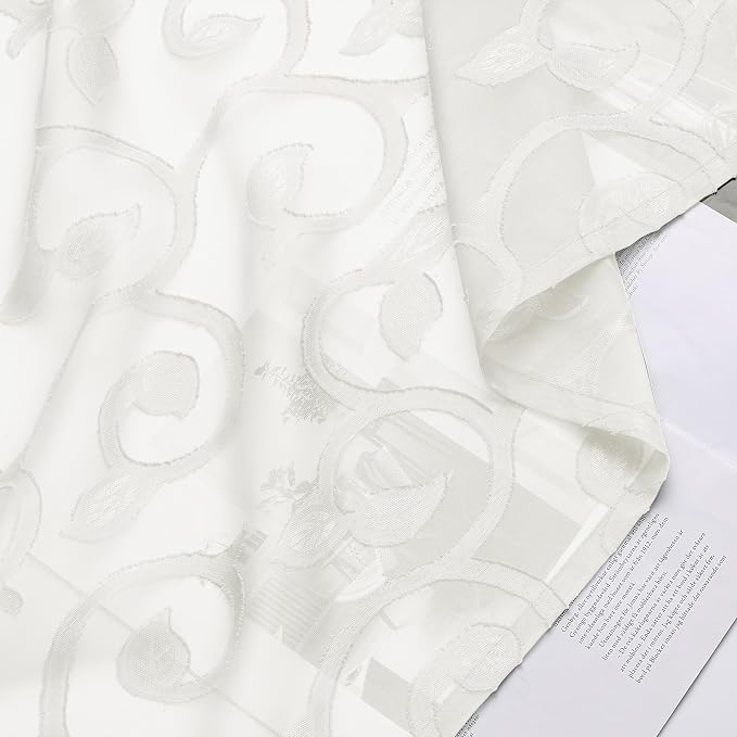 OWENIE Furman Ivory Sheer Curtains 90 inches Long - Image 7