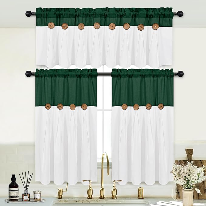 FRAMICS Boho Kitchen Curtains 36 Inch Length, Farmhouse Cotton Linen Tier - Image 6