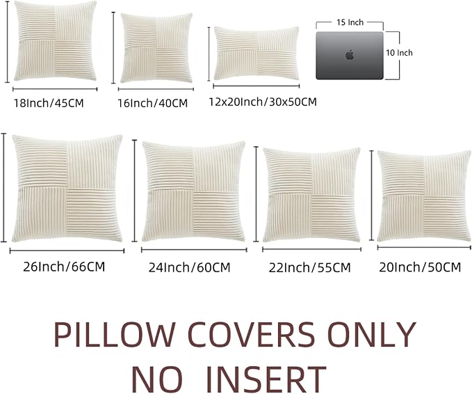 Fancy Homi 2 Packs Cream Euro Decorative Throw Pillow Covers 26x26 Inch - Image 7