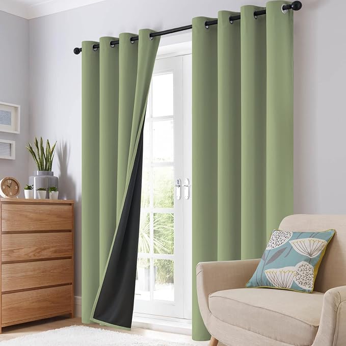 SimpleHome Sage 100% Blackout Curtains Room Darkening Living Room 63 Inch | - Image 8