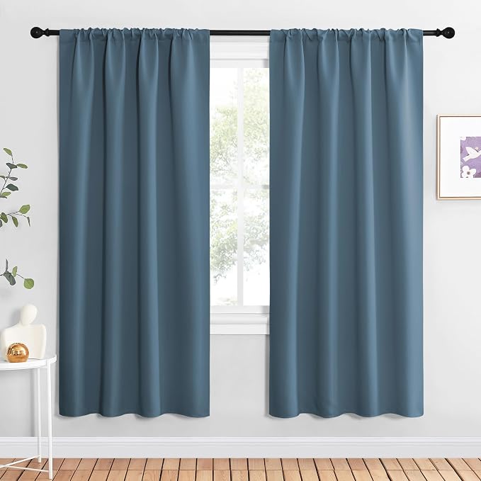 NICETOWN Blackout Curtains for Living Curtains, Smoky Blue, 2 Panels, 42 by 72 by NICETOWN