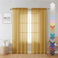 Lecloud Gold Sheer Curtains 72 Inch Length 2 Panels, Light Filtering Voile by Lecloud