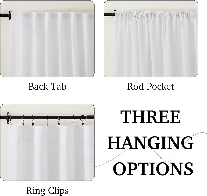 RYB HOME Extra Long Linen Sheer Curtains 108 inches Long, W 52 x L 108 inches - Image 2