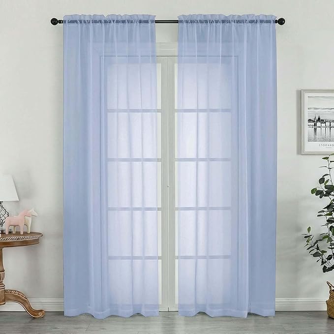 OWENIE Sheer Curtains 78 Inches Long 2 Panels Set by OWENIE