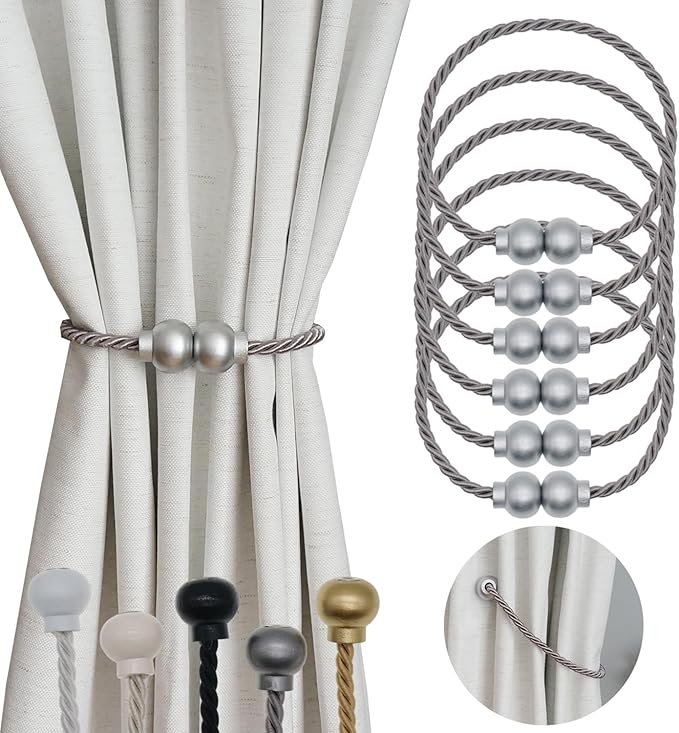 6 Pack Magnetic Curtain Tiebacks Modern Handmade Rope Curtain Tie Backs by HIASTRA