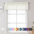 Lecloud 14 Inch Ivory Sheer Curtains Valance 2 Pieces, Cafe Kitchen Curtain by Lecloud